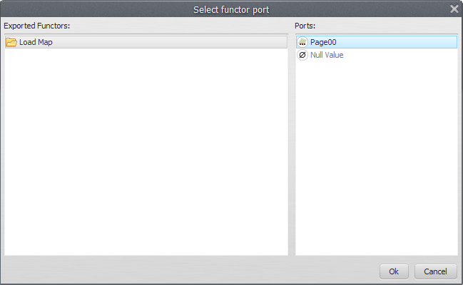 Functor selector window where we select functors whose inputs will be exported to the wizard